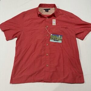 Vintage NWT ExOfficio Dryflylite Shirt Mens Large Red Coral Vented Hiking Fish